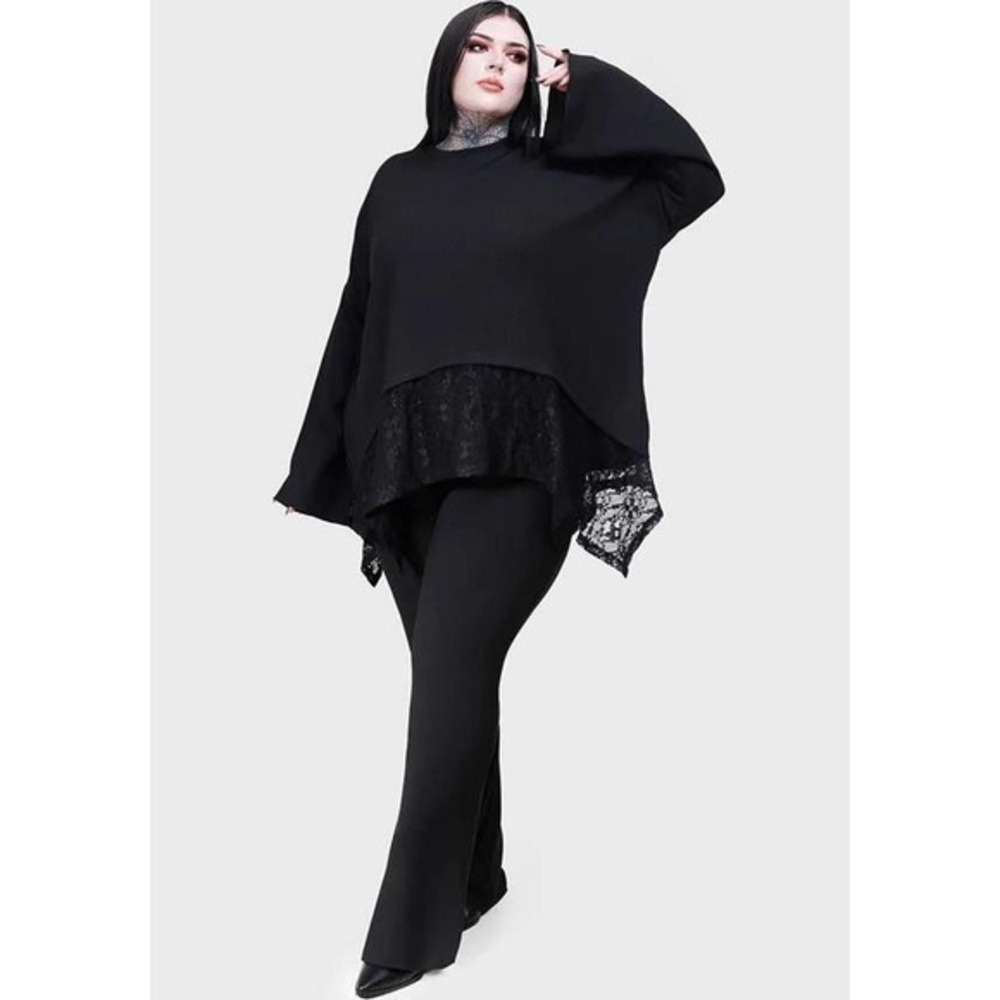 killstar obsidian blitz lace black oversized sweatshirt